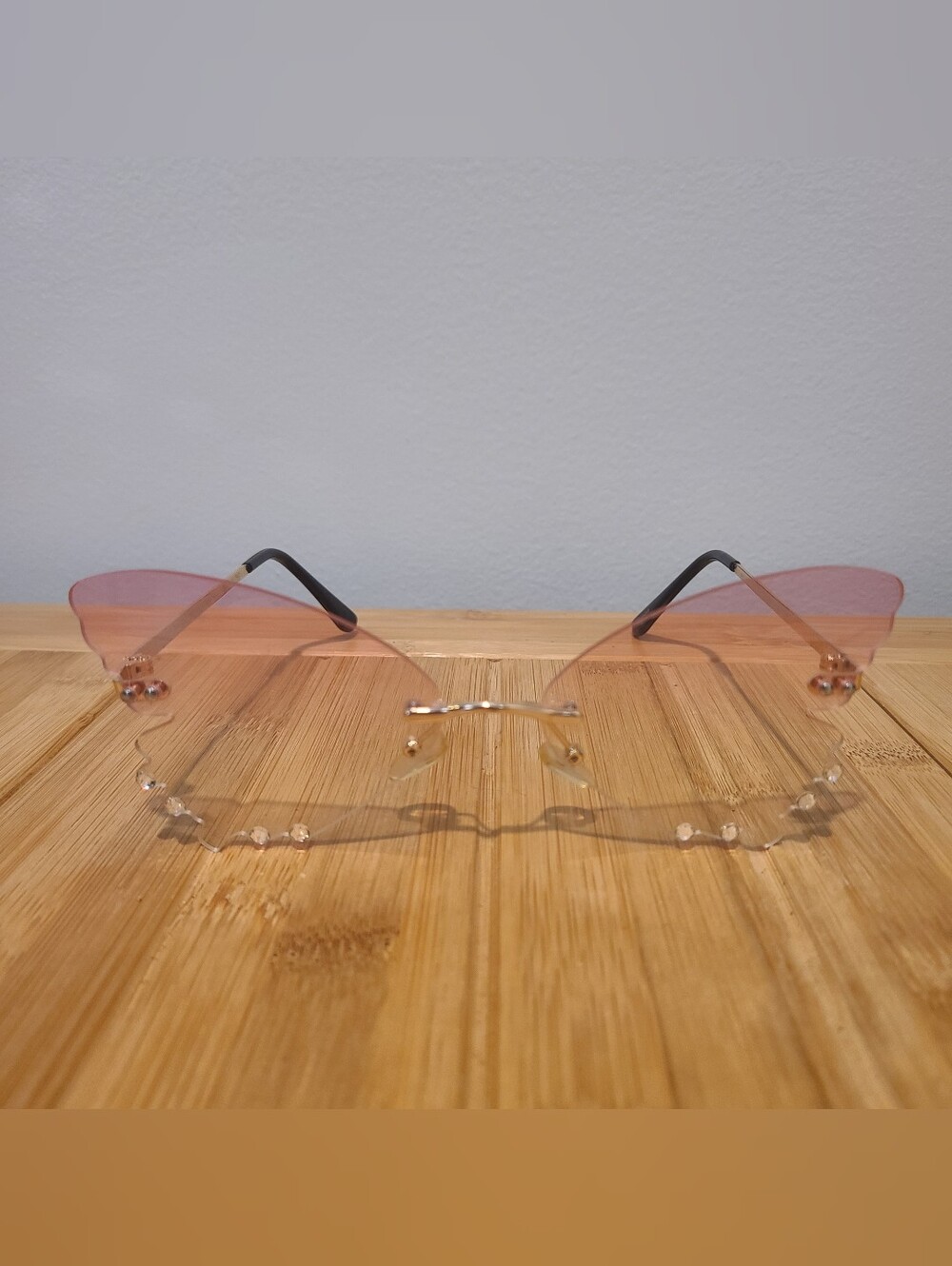 Pink Rhinestone Butterfly Sunglasses - Picture 2 of 4